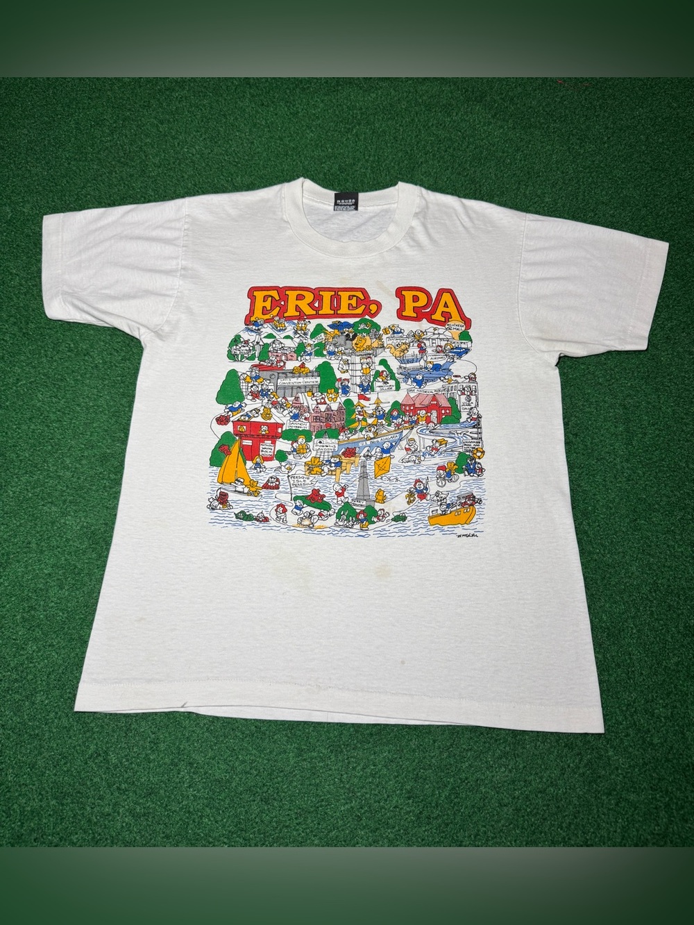 Erie Pennsylvania Vintage Map T Shirt 80s 90s Waldameer Millcreek T Shirt Large